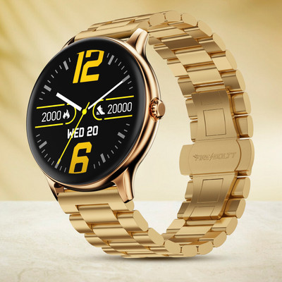 Fire-Boltt Ninja Talk 35.3mm (1.39) Round Bluetooth Calling Metal Body,120 Sports Modes Smartwatch  (Gold Steel Strap, 1.39) For Rs. 1599 @ 87 %