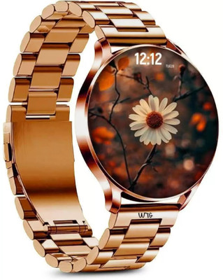 WTG Active 2 Premium Round Smartwatch with BT Calling, Fitness Monitoring Smartwatch(Golden Strap, Free Size)