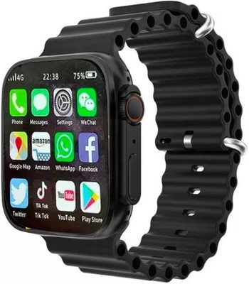 Ghostcreation T800 ultra smart watch with wireless charging Smartwatch(BLACK Strap, Free Size)