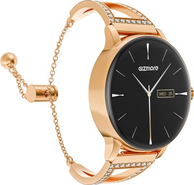 Gizmore DAZZLE 1.10Inch AMOLED Always-On Curved Display,Female Cycle Tracker, BT Calling Smartwatch(Rose Gold Strap, Free Size)