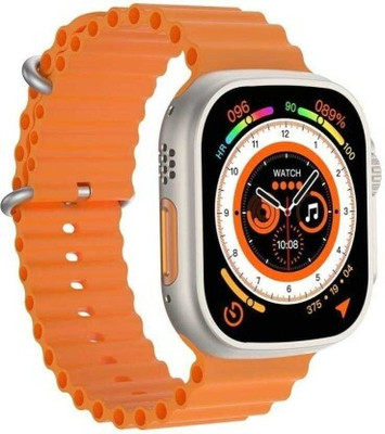 Teksqr Ultra T800 Series 8 Watch Bluetooth Call Fitness Bracelet Magnetic Charging Smartwatch(ORANGE Strap, FREE)