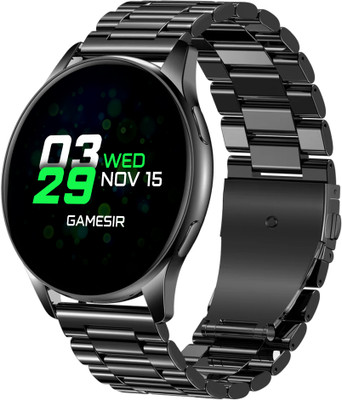 GameSir smartwatch Bluetooth Calling HD Display Fitness Tracker SpO2, Heart Rate Monitor Smartwatch(Black Strap, Free Size Round Smartwatch)