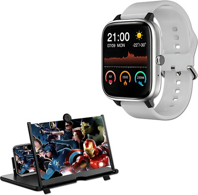 Elevea Combo C778 Bluetooth Stylish Smartwatch & 3D Screen Magnifier 15 Years Warranty Smartwatch(White Strap, Medium)