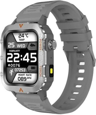 TechBox Q11 SpO2 & Heart Monitor , Bluetooth Calling With Flash Smartwatch(Grey Strap, Free)
