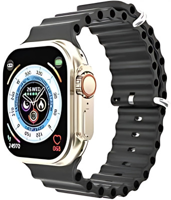Techio T800 WITE BLAK STRAP BT WATCH TOUCH SENCAN 1.83 Smartwatch(black Strap, FREE)