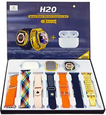 Style Panda H20 Golden Ultra 10 in 1 earbuds Combo with bluetooth calling, voice assist Smartwatch(multicolor Strap, 49)