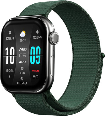 Fire-Boltt Ring X 2.01inch HD | Always-On Display | Metal Body Design | Wireless Charging Smartwatch(Green N Strap, Free Size)