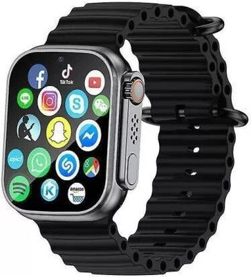 Wristkart T800 Ultra Smart Watch & Wireless Charger Smartwatch(BLACK Strap, Free Size)