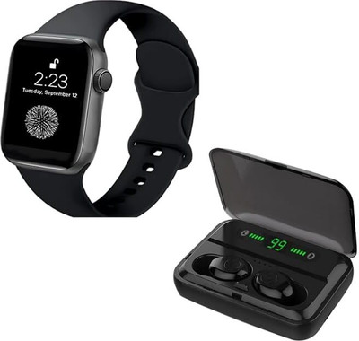 Rhobos Combo C777 Touchscreen Smart Watch & F9 Bluetooth Earbuds with Stereo Sound Smartwatch(Multicolor Strap, Free Size)