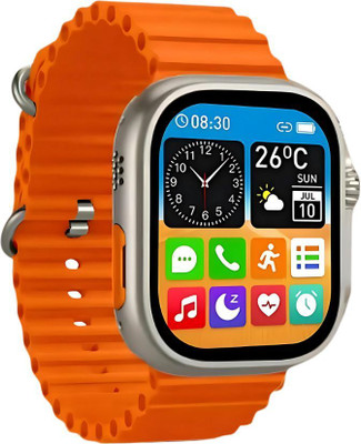 TECHIO T800 ultra Series 8 smart watch with AI Smartwatch(Orange Strap, 1.83Inch Large Sunlight Proof Display)