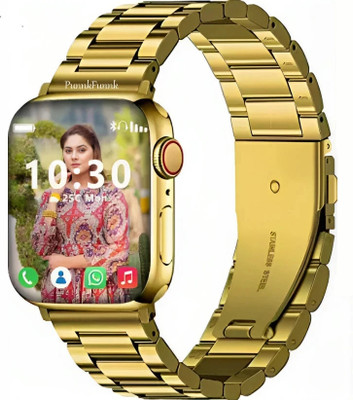 PunnkFunnk S9 Model with Bluetooth Calling Smartwatch with Fitness Health Sports Music Smartwatch(Gold Strap, Free Size)