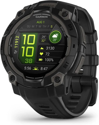 GARMIN Instinct 3,45Mm,Amoled,Black Bezel With Black Band,(A04884) Smartwatch(Black Strap, Free Size)