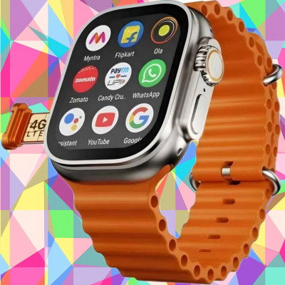 Yash Enterprises T800 Ultra smart watch with WiFi GPS Sim Card 4G W27 Smartwatch Smartwatch(Orange Strap, Free Size)