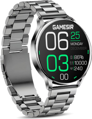 GameSir Active 2 Bluetooth Calling with SpO2, Metal Body & Luxury Design Fashion Smartwatch(Metal Silver Strap, Freen size)