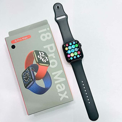 SGG i8 Pro Max Touch Screen Bluetooth & Voice call with Activity Tracker Smartwatch(Black Strap, Free)