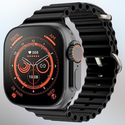 KadWaniya T800 Ultra Smart Watch With Wireless Charging Smartwatch(Black Strap, Regular)