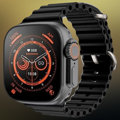 KadWaniya T800 Ultra Smart Watch With Wireless Charging Smartwatch(Black Strap, Regular)