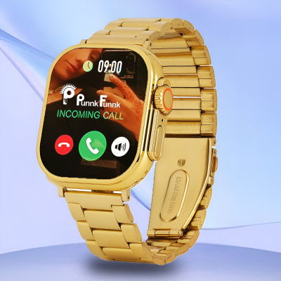 PunnkFunnk S9 Ultra Gold Watch With Many Features Bluetooth Call and Smart Notification Smartwatch(Gold Milanese Strap, 1.9 Inch Full screen Amoled Display)