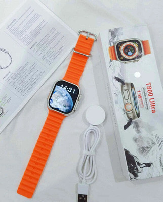 RGsmart T800 smart watch hybrid with wireless charger t800 ultraa Smartwatch(Orange Strap, Free Size)