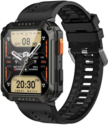 Foxne Point Amoled Display Bluetooth Calling Touch Watch Music Play Smartwatch(Black Strap, Free)