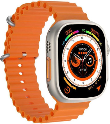 ROCK TOUCH Ultra T800 With Bluetooth Call & Wireless Charger Free Black Strap Smartwatch(Orange Strap, Free)