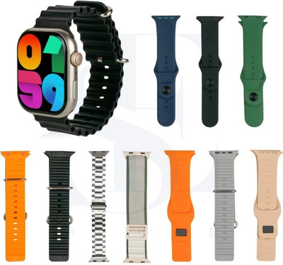 SEHUB s9 Smartwatch Combo with 10 Straps | 49MM | BT Calling, Fitness, Notifications Smartwatch(Black, orange, Green, White, Blue Strap, 44 mm)