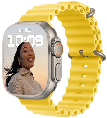 IBS Ultra Smart Watch Door Unlock Bluetooth Call Wireless Charge Fitness Bracelet Smartwatch(Yellow Strap, 8)