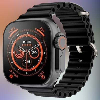 KadWaniya T800 Ultra Smart Watch With Wireless Charging Smartwatch(Black Strap, Regular)