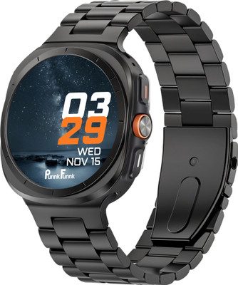 PunnkFunnk Xtra Strom Round Smartwatch With Bt Calling Fitness Tracking Multi-Sport Modes Smartwatch(metal Black Strap, Free Size Round Smartwatch)