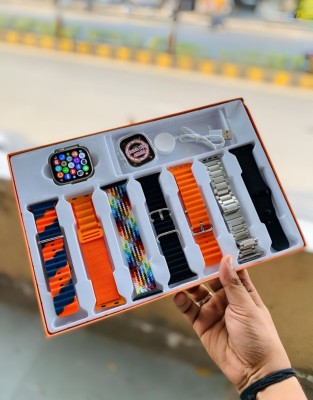 EVAAENTERPRISES 7 IN ONE COMBO( MULTICOLOUR STRAP) Smartwatch(BLACK Strap, 10)