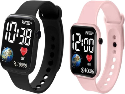 EDENSCOPE LED Luxurious Fashion Silicone (Not Smart Watch) Digital Watch Smartwatch(black, pink Strap, Free Size)