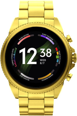 Naysaa Gen 6 Round HD Display Bluetooth Calling Fitness Tracker Smartwatch(Gold Strap, Free)