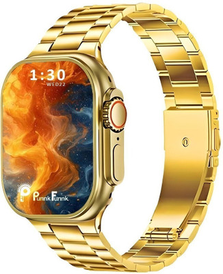 PunnkFunnk S9 Ultra Smartwatch: Fitness Tracker with Bluetooth Calling and Music Control Smartwatch(Gold, Orange Strap, Free Size)
