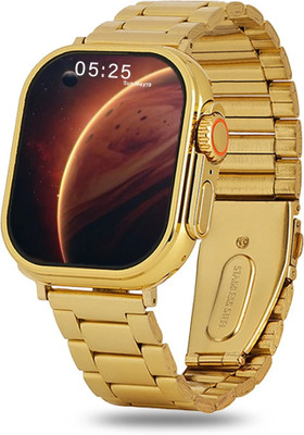 PunnkFunnk S9 Ultra Smartwatch: Fitness Tracker with Bluetooth Calls and Music Playback Smartwatch(Gold, Orange Strap, Free Size)