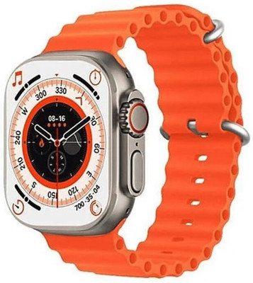 KadWaniya T800 Ultra Smart Watch With Wireless Charging Smartwatch(Orange Strap, Regular)