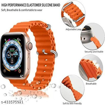 Techio TR T800 Smartwatch(ORANGE Strap, FREE)