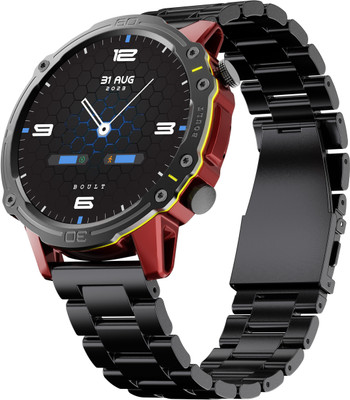GOBOULT (previously Boult) Striker Zinc Alloy Frame, 100+ Sports Modes, BT Calling Smartwatch(Red Chrome Strap, Free Size)