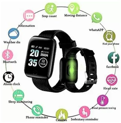 SYARA BBN_117E_ID116 Smart band compatiable with all Smartphones Smartwatch(Black Strap, Free Size)