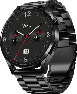 boAt Chrome Horizon, 1.51''(3.83cm) AMOLED Display, Video Watch Face, HRV Tracker Smartwatch(Steel Black Strap, Free Size)