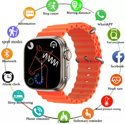MZXQA T800 Altra Touchscreen Bluetooth Calling Smartwatch Smartwatch(orange Strap, Free Size)