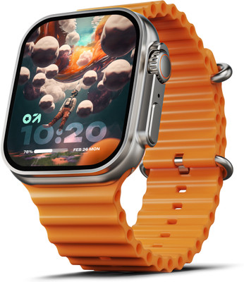 GOBOULT (previously Boult) Crown 1.95'' Screen, Working Crown, Zinc Alloy Frame, 900 Nit Smartwatch(Orange Strap, Free Size)