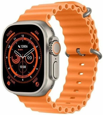 Vishaq T800 Ultra 1.99-inch Infinite Display Smartwatch with Bluetooth Calling Smartwatch(Orange Strap, Free Size)