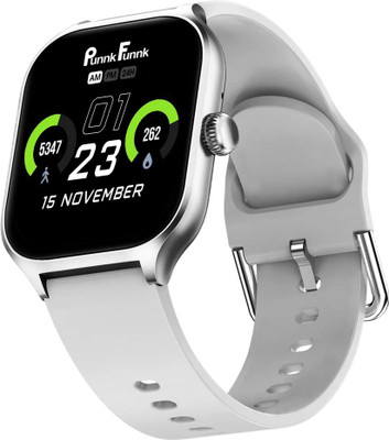 PunnkFunnk 2.01” Touchscreen H16 ,with Sleep & Stress Tracking and Voice Assistant Smartwatch(Grey silicone Strap, Regular Size)