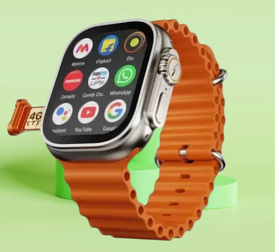 firetouch T10 Orange Ultra smart watch with WiFi GPS SIM card 4G S9 Smartwatch(Orange Strap, Free Size)