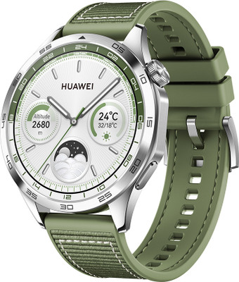 Huawei Watch GT4 46mm 14 Days Battery Life, TruSeen Tech for 24/7 Health Monitoring Smartwatch(Green Strap, One Size)