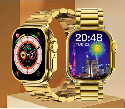 Gunjan Sales S9 Ultra 24K Golden with Extra Strap Bluetooth calling, Health, Sport, Fashion Smartwatch(Gold Strap, Free Size)