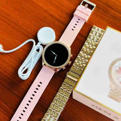 ZARRY Gen9 Diamond Round Smartwatch for Ladies Bluetooth Calling Full Touchscreen Smartwatch(Rose Golden, Pink Strap, Freesize)