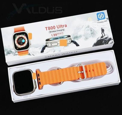 Techfly T800 Ultra Smart Watch Smartwatch(Orange Strap, Free)