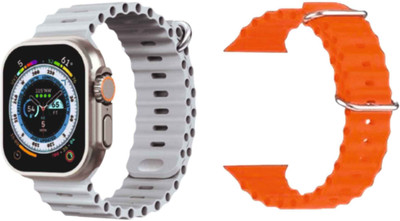 Snall Smart Watch With Free 1 Orange Strip/Belt with Calling Smartwatch(Gray & Orange Strap, M)