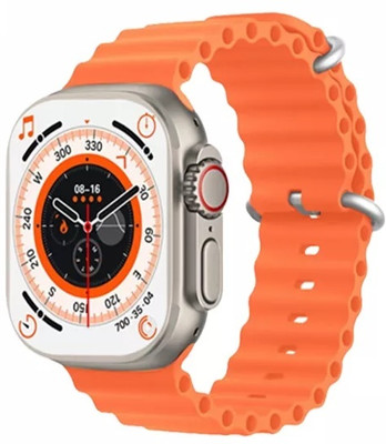 maavi Ultra T800 Series 8 Watch Bluetooth Call Fitness Bracelet Magnetic Charging T4 Smartwatch(Orange Strap, Free Size)